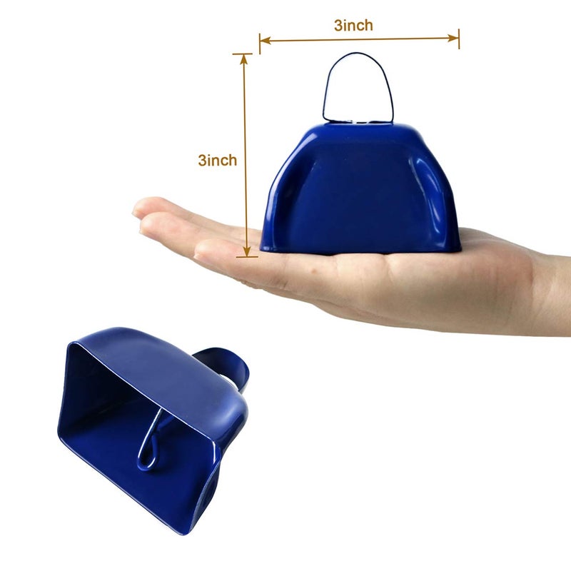 FOVERN1 12 PCS Metal Cowbell with Handle, FOVERN1 Blue Cowbell Bulk 3 Inch, Mini Bells, Noise Makers for Football Games, Sporting Events, New Yearâ€™s Eve, Celebrating and More - Image 2